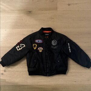 Diesel Kids Black Puffer Jacket with Patches